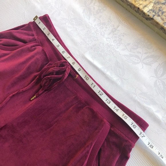 Michael Kors Burgundy Velvet Drawstring Sweatpants Women’s Size L Elastic Waist - Picture 9 of 16